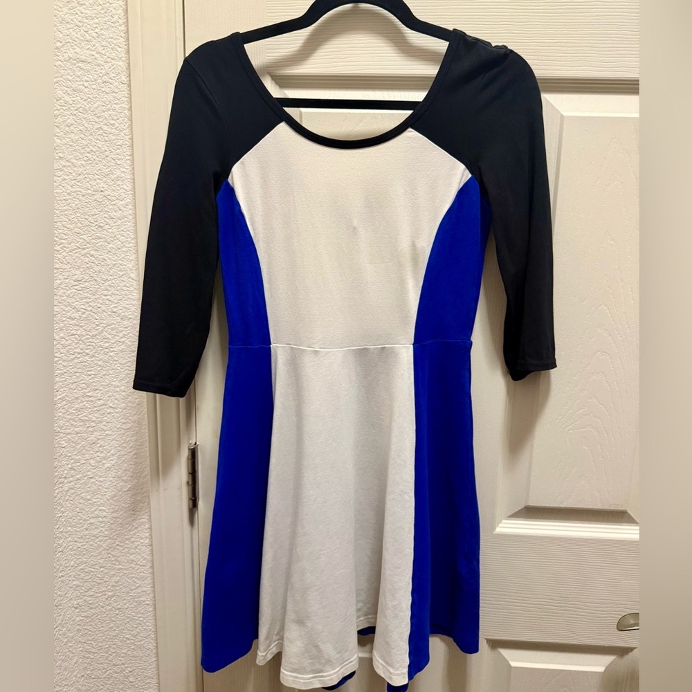 Express Black, White, and Blue Mini Dress